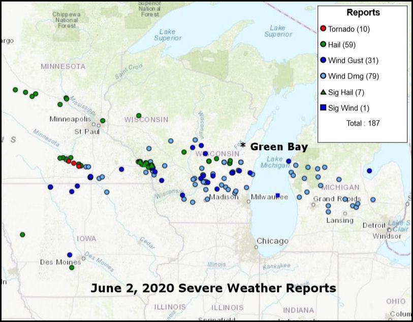Severe Storms Hit Central and EastCentral Wisconsin on June 2nd
